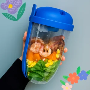 Bocal à salade nomade avec couvercle et couverts